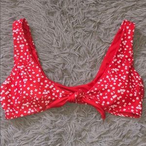 romwe red floral bikini top